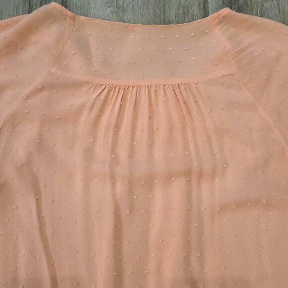 Anthropologie Maeve Top Womens Size 2 Swiss Dot Coral Button Scalloped Blouse - Picture 12 of 13
